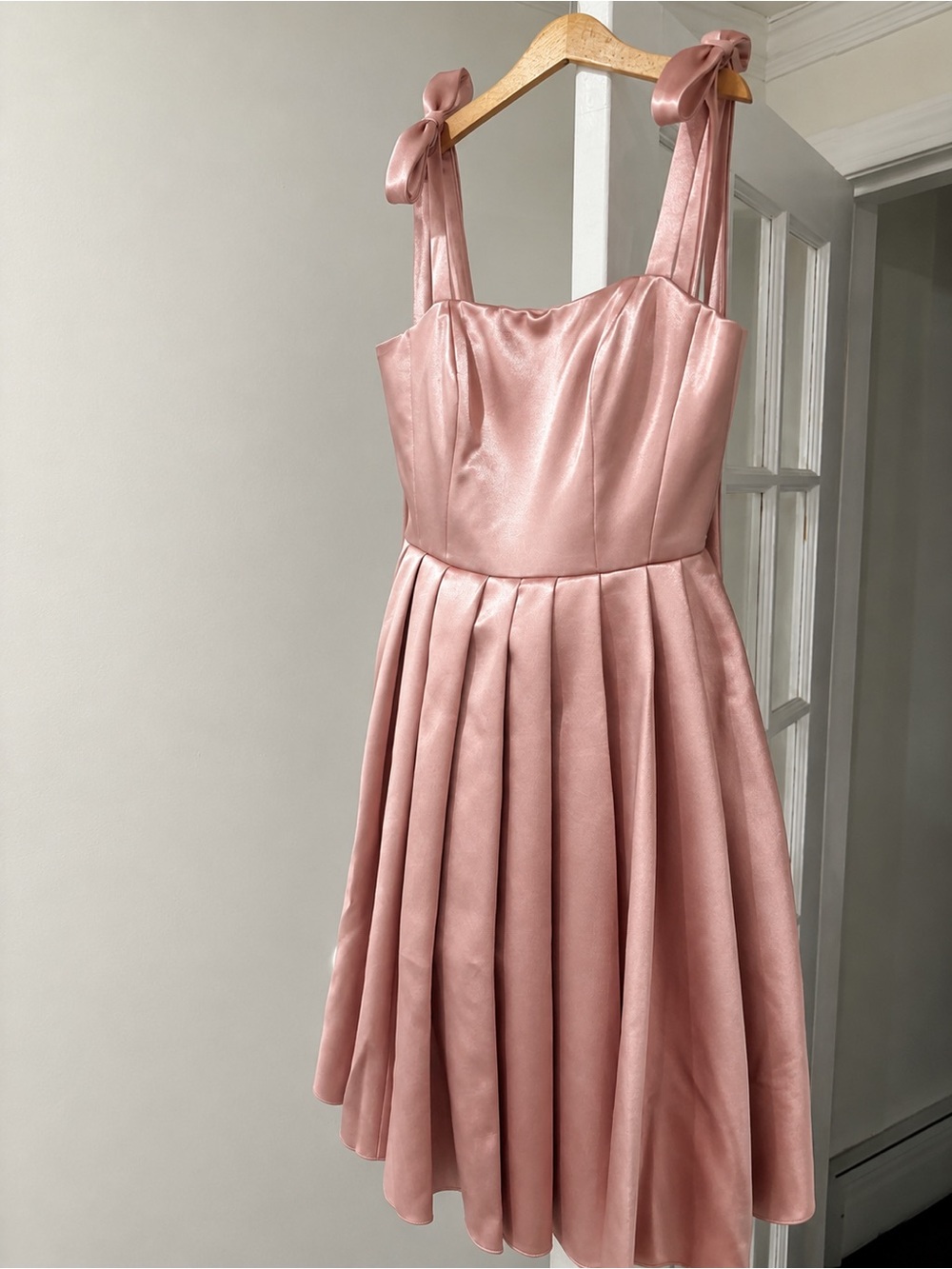 Mew Mews Pink Satin Bow Strap Midi Dress Size Small